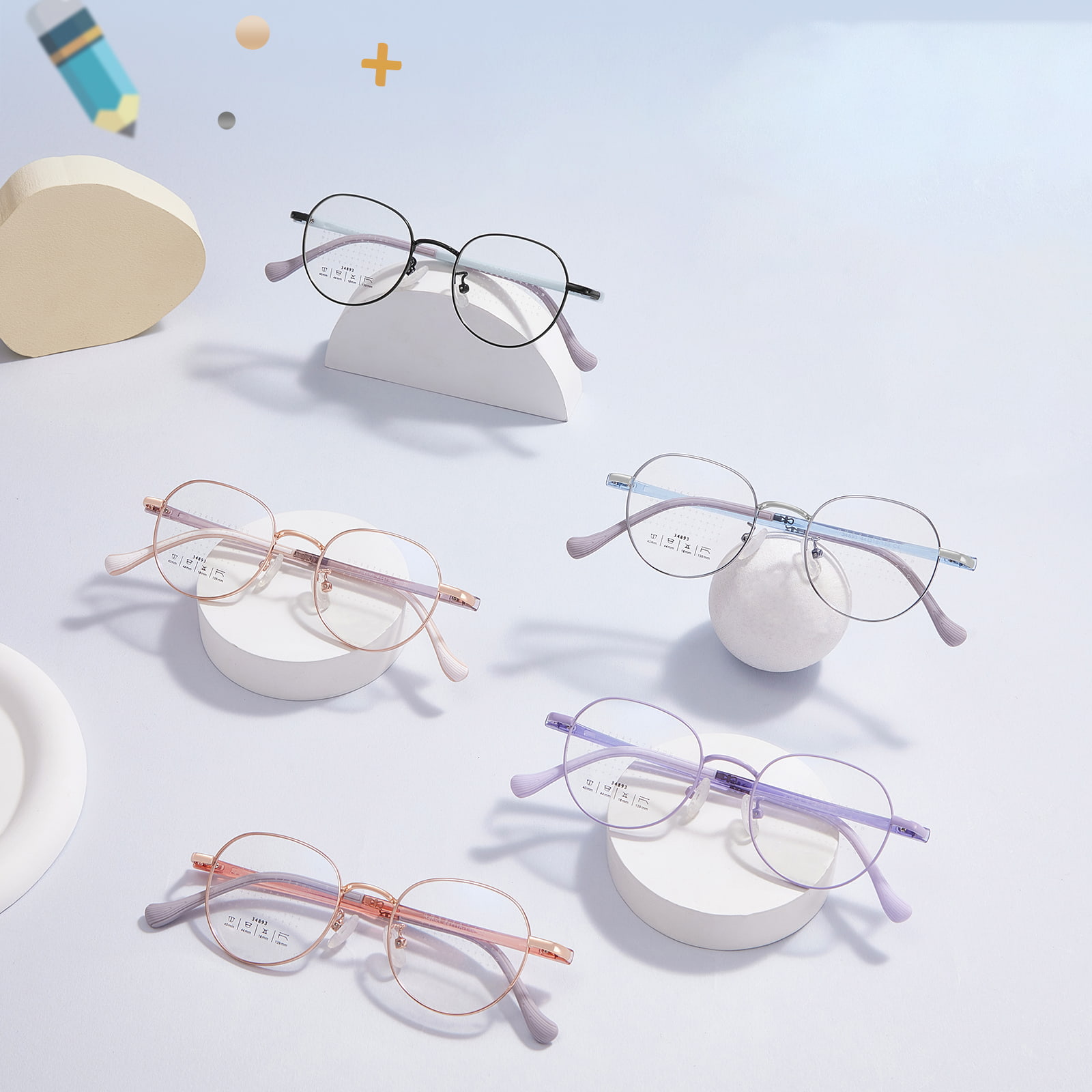 34893 Naočale od legure leća s okruglim okvirom za sprječavanje defokusiranja